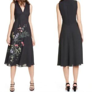 TED BAKER London Emersin Highland Floral Print A Line Dress SZ 0